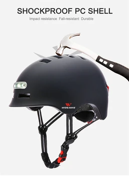 WOSAWE Scuter Motocicleta HelmetWith Tailligh&Faruri USB Reîncărcabilă Semnal de Avertizare de Siguranță Biciclete Casca Scuter Electric