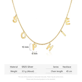 JewelOra Personalizat Numele Scrisoare de Capital Inițial Colier pentru Femei Argint 925 Personalizat Plăcuța de Bijuterii Cadouri de Anul Nou