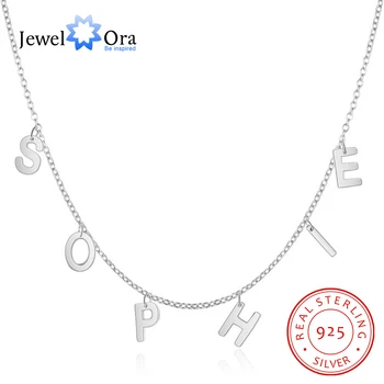 JewelOra Personalizat Numele Scrisoare de Capital Inițial Colier pentru Femei Argint 925 Personalizat Plăcuța de Bijuterii Cadouri de Anul Nou