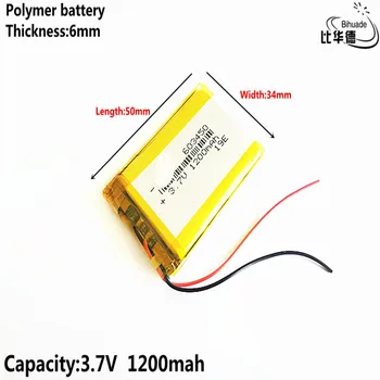 Bun Qulity li-polimer baterie reîncărcabilă 3.7 V 603450 Litiu-polimer baterie 1200mAh 603450 ( dimensiuni: 6*34*50mm)