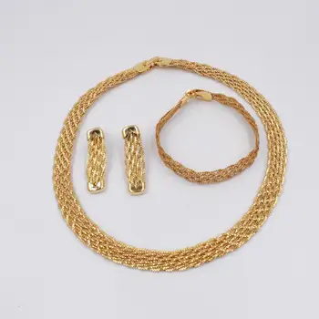 Noi, de Înaltă Calitate Dubai aur Bijuterii de mare Set 3 tonuri de culoare de Aur Nigerian Nunta Africane Seturi de Bijuterii Parure Bijoux Femme