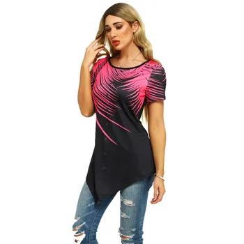 Plus Dimensiune Femei de Imprimare 3D de Vara Tricou Casual cu Maneci Scurte Butonul de Tricouri O-Neck Cămașă Topuri 2020 Moda Doamnelor de Îmbrăcăminte