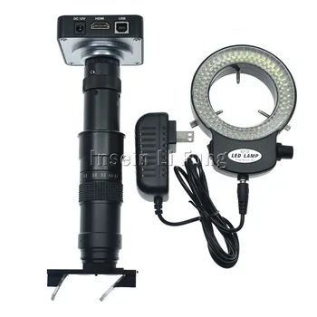 38MP 2K HDMI USB Microscop Camera+3D Laterale Fata Reglabile Mare Câmp de Vedere 10X-180X Zoom Lentilă C-mount+144 LED+Suport