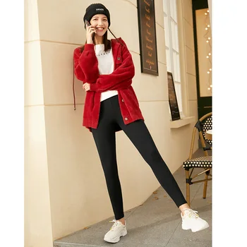 Amii Minimalism Moda de Iarnă Tipărite Femei Jambiere de Cauzalitate Lână Groasă Slim Fit Stretch Termice Pantaloni Femei 12020292
