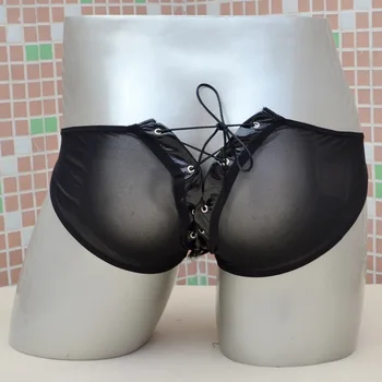 2016 Barbati sexy dantelă transparentă erotic lenjerie intima boxeri alternative jucării de brevete din piele stretch T pantaloni sex produsele chilotei