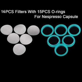 15buc Silicon Înlocuire garnitură inelară Ring 16PCS Filtru ochiurilor de Plasă Compatibil Cu Nespresso Inoxidabil Oțel Reîncărcabile, Capsule de Cafea