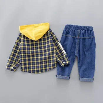 Moda Copil Fată Băiat Hanorace Copilul Carouri Cu Glugă Topuri Haine De Primavara Toamna Pantaloni Lungi Tinutele Set Haine Pentru Copii Nou-Născuți