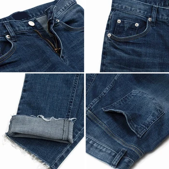 2019 Toamnă Și de Iarnă de Tineret Nou Trend Solid de Culoare de Blugi de Moda Casual Slim High Street Micro-elastic Pantaloni Albastru M-2XL