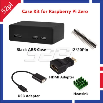 ABS Negru Caz Acoperire Coajă Cabina Kit cu Radiator, Cablu USB, Adaptor HDMI,Conector GPIO pentru Respberry Pi Zero/Wireless