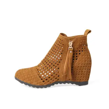 2020 Nouă Femei Cizme de Vara Plat Scăzut Ascunse WedgesCutout Cizme Femei Rochie Casual Pantofi de vânzare Fierbinte Drăguț Turma 34-43