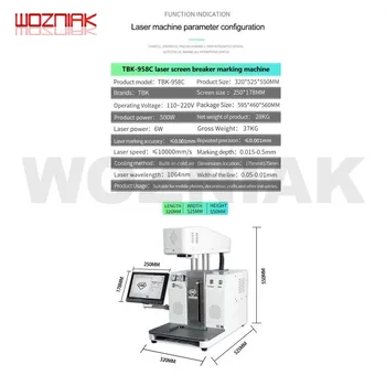 TBK-958C MINI printer CNC cu Laser Masina de Gravat LCD Laser Reparații Mașini Pentru iPhone 11 X XS XSMax 8 8+ capac Spate scoaterea