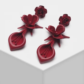 Amorita boutique Floare de design de moda exagerat de metal picătură cercei