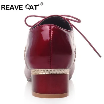 FURA CAT Brand de Primăvară pentru Femei pantofi pentru Femeie Bocanc din piele de Brevet Apartamente Dantelă sus Încălțăminte de sex Feminin Plat Oxford Solid Sclipici RL3252