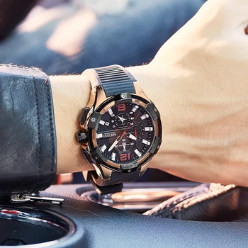 MEGIR Mens Ceasuri de Lux, Marca Big Dial Watch Bărbați Impermeabil Cuarț Ceas Sport Cronograf Ceas Relogio Masculino