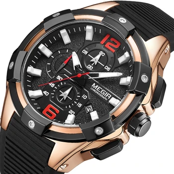 MEGIR Mens Ceasuri de Lux, Marca Big Dial Watch Bărbați Impermeabil Cuarț Ceas Sport Cronograf Ceas Relogio Masculino