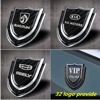 Metal + fibra de carbon, Masina Emblema Autocolant pentru GEELY MINI Renault, Kia si alte 32 de logo-ul Auto Autocolant corp Plin modificare Autocolant
