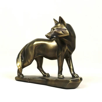 Vigilent Lup Statuie Retro Polyresin Animal Carnivor, Sculptura Wolf Totem Mascota Decor Cadou și Ambarcațiunile de Ornament Accesorii