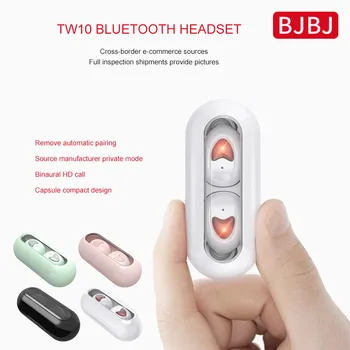 Stereo Wireless Bluetooth Headset W10 setul cu Cască Bluetooth Macaron cu Cască Bluetooth Stereo Binocular TWS15 de Metri de Transmisie