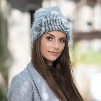 Fierbinte De Vânzare Pălărie De Iarnă Adevărată Blană De Iepure Pălării De Iarnă Pentru Femei De Moda Cald Pălării Beanie Pentru Femei Solide Adult Acoperă Cu Cap