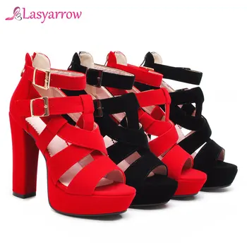 Lasyarrow 2020 Curea Glezna Cruce Legat De Design Cu Toc Sandale Femei Petrecerea De Nunta Doamnelor Pantofi Platforma Summer Black Red J754