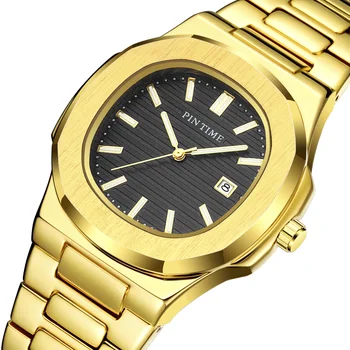 PINTIME Simplu Ceas Barbati Aur rezistent la apa Militare Mens Ceasuri de Top de Brand de Lux din Oțel Inoxidabil Data Ceas Relogio Reloj Hombre