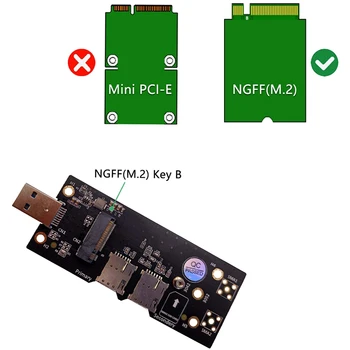 Unitati solid state M. 2 Tasta B pentru a USB 3.0 Adapter Riser Card cu Dual Fantei pentru Cartela NANO SIM pentru Conector pentru WWAN/LTE Module