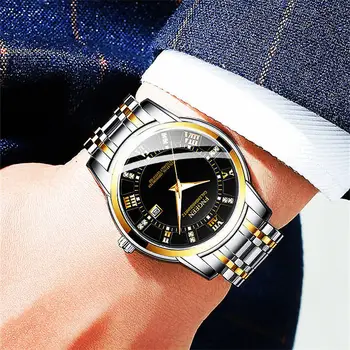 FNGEEN Clasic de Aur pentru Bărbați Ceasuri 2019 Lux din Oțel Inoxidabil Trupa Business Casual Impermeabil Cuarț Ceas de mână Reloj Hombre Fierbinte