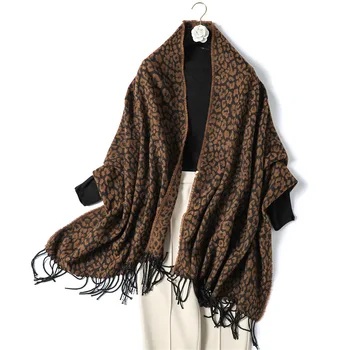 2019 cald Leopard de iarnă pentru femei esarfe knited cașmir eșarfă Mare Șaluri și împachetări foulard femme lână pashmina pătură eșarfă