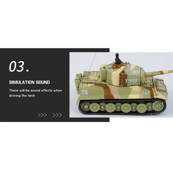 1：72 RC Mini Tank Germania Tigru de Luptă de Înaltă Simulat Remote Radio Control Panzer Vehicul Blindat Copii Jucării Electronice