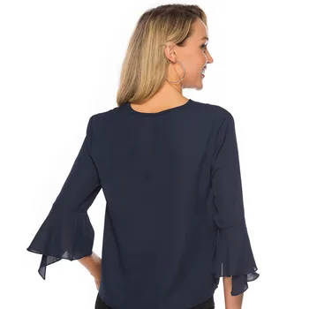 Femei topuri si bluze femei, camasi femei șifon îmbrăcăminte pentru femei, plus dimensiune topuri Trei Sferturi Solid V-Neck OL bluza 3863 50
