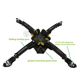 DIY FPV drone aeriene DH370+ 3K pur fibra de carbon cadru quadcopter cu pliere de aterizare asamblate