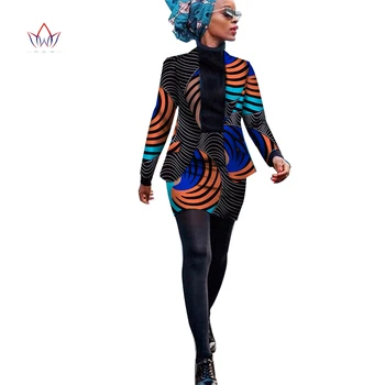 Africa Stil de Femeile din Africa de Îmbrăcăminte Set de Două Piese Costum Rochie pentru Femei Bluze Jacheta andSkirt Bazin Riche Îmbrăcăminte WY3929