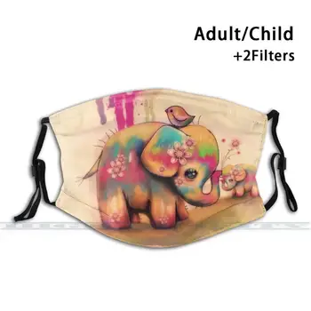 Vintage Tie Dye Elefanți Design Personalizat Pentru Adult Copii Anti-Praf, Filtru Diy Cute Print Lavabil Masca Elefant Masca