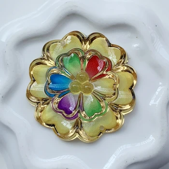 En-gros de 32mm Multicolor Bujor Floare de Design Acril Stras de Cristal, Cabochons, Bijuterii Accesorii Pentru Decorare Diy E28