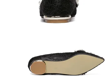 Femei Pantofi De Epocă Stil European Și American Bareta Apartamente Cu Ștrasuri Din Mărgele De Cristal Aer Ochiurilor De Plasă Respirabil Dantela Slip-On Toc Plat