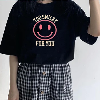 90 Tricou Femei SMILEY PENTRU TINE Harajuku Topuri 2020 ADDISON RAE Amuzant Tricouri Ulzzang Albe de Vara Graphic Tee Camisetas