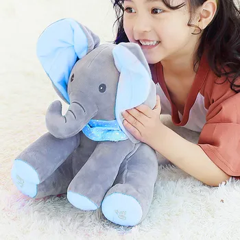 Puiul de Elefant Electric Jucării Moi Umplute Jucărie de Pluș Urechi Muta Muzica Papusa Preșcolar Caute Ascunde Animal Iepure Perna pentru Copii