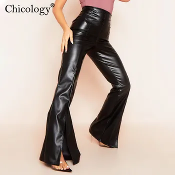 Chicology Split Flare Înaltă Talie Pantaloni Lungi De Toamna Iarna Club Pantaloni Femei 2020 Moda Streetwear Fundul Punk Haine Sexy