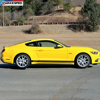 Fibra de Carbon Sport Dungi Portiera Laterală Fusta Autocolant Auto Corpul Decalcomanii de Vinil Ford Mustang GT Autocolant Exterior Accesorii