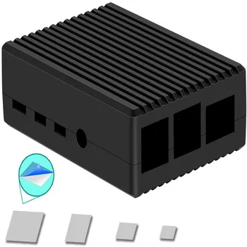 Iuniker Raspberry Pi 4 CNC Caz de Metal cu Radiator fără Ventilator de Răcire pentru Raspberry Pi 4B (W-Negru)