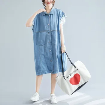 Valul de brand de moda liber de mari dimensiuni femei casual din denim vesta versiunea coreeană toamna tăiate mid-lungime denim sacou lung