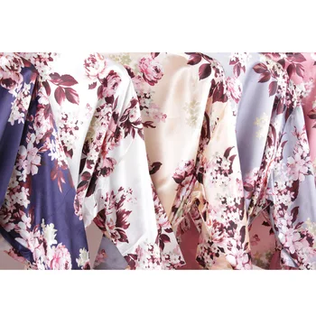 Femei Florale Halat de Mătase, Satin Scurt Kimono-Halat Sexy Rochie de Noapte Prosop Halat de Baie Mireasa Nunta de domnisoare de Onoare Halat de Uzura Acasă