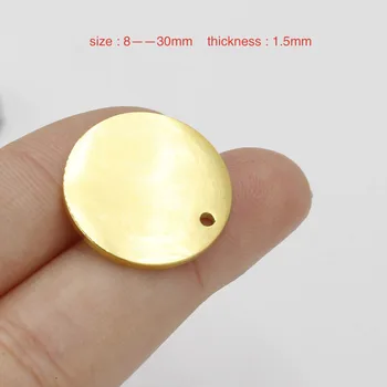 50pcs 8-30mm Culoare de Aur Oglindă Lustruit din Oțel Inoxidabil, Pandantive Rotunde Ștanțare Spații Pentru Tag-ul pentru manual DIY