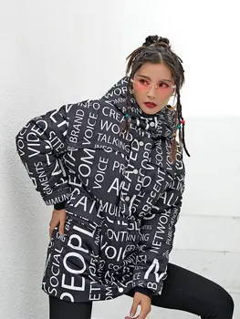 2020 Noua Moda Bumbac Zăpadă Palton Femei Scrisori De Imprimare Cu Gluga Cald Gros Hanorac Jacheta De Iarna Haina Hip Hop Streetwear Uza