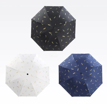 ALEA de Înaltă Calitate, Aur, Pene Negre de Acoperire Umbrela de Ploaie Femei Umbrela Pentru Femei Vânt Frunze de Pliere Umbrele YS031