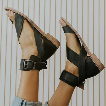 BONJOMARISA New Sosire INS Fierbinte de Vara Eleganta Doamnelor Sandale Casual, Sandale Plate pentru Femei 2020 Low-Toc Pantofi de Vara pentru Femeie