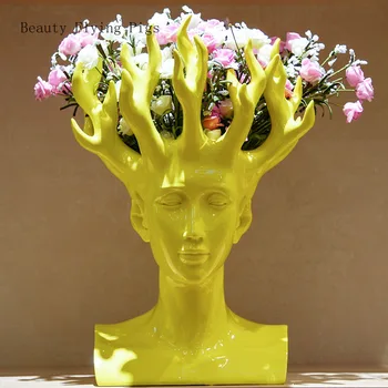 Creative Cap de Om de Vaza de Flori Filmul Figura Home Decor de Designer de Arta Aranjament de Flori Tabel Vaza Vaza cadou de Crăciun