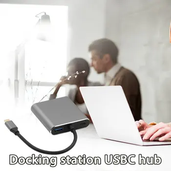 4-în-1 Stație de Andocare de Tip C La IDU+VGA+USB3.0+PD Multifunctional Split Line Card Reader, Hub-Plug and Play