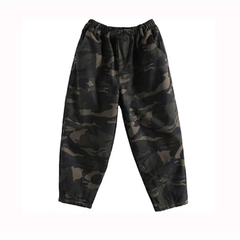 Femei Pantaloni din Bumbac Pantaloni Fundul Gros Jecmănit pentru Toamna Iarna Militar, Armata, Camuflaj Verde de Moda Casual A11122021