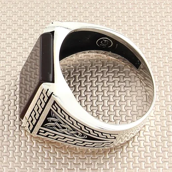Negru Inel De Piatră Om 925 Real Pur Sterling Silver Ring Pentru Bărbați Pentru Femei Onix Piatră Prețioasă Cadou Pentru El Handmade